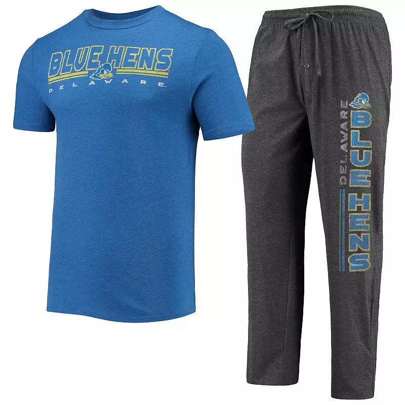 Men's Concepts Sport Heathered Charcoal/Royal Delaware Fightin' Blue Hens Meter T-Shirt & Pants Sleep Set, Size: Large Product Image