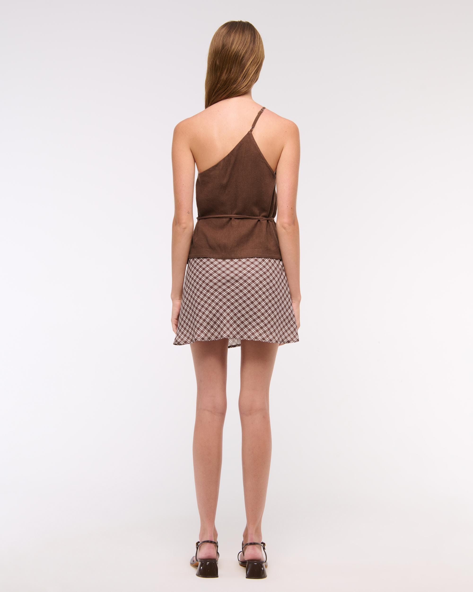 One-Shoulder Asymmetrical Linen-Blend Top Product Image