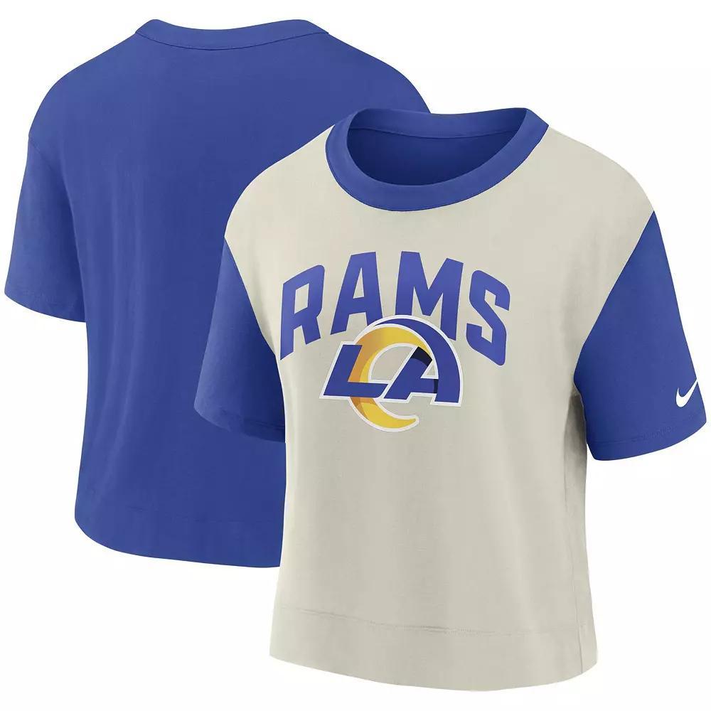 Women's Nike Royal/Bone Los Angeles Rams High Hip Fashion T-Shirt, Size: XL, Blue Product Image