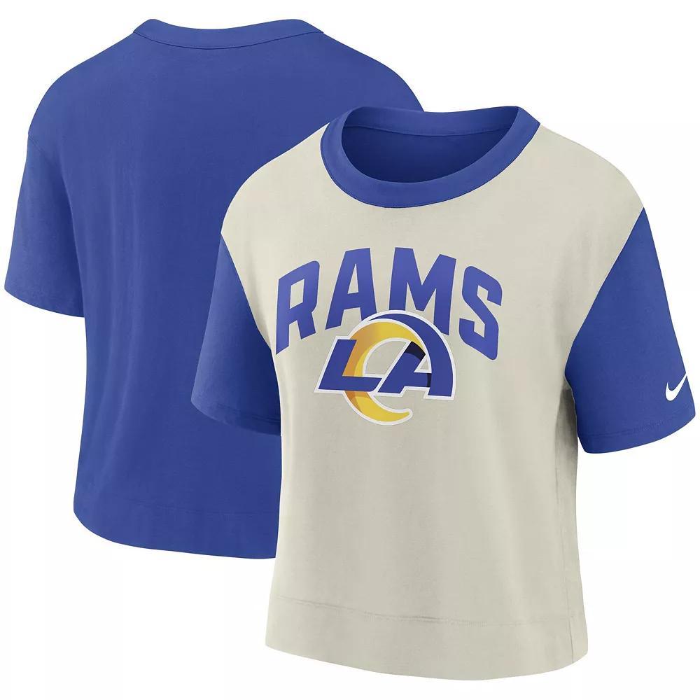 Women's Nike Royal/Bone Los Angeles Rams High Hip Fashion T-Shirt, Size: XL, Blue Product Image