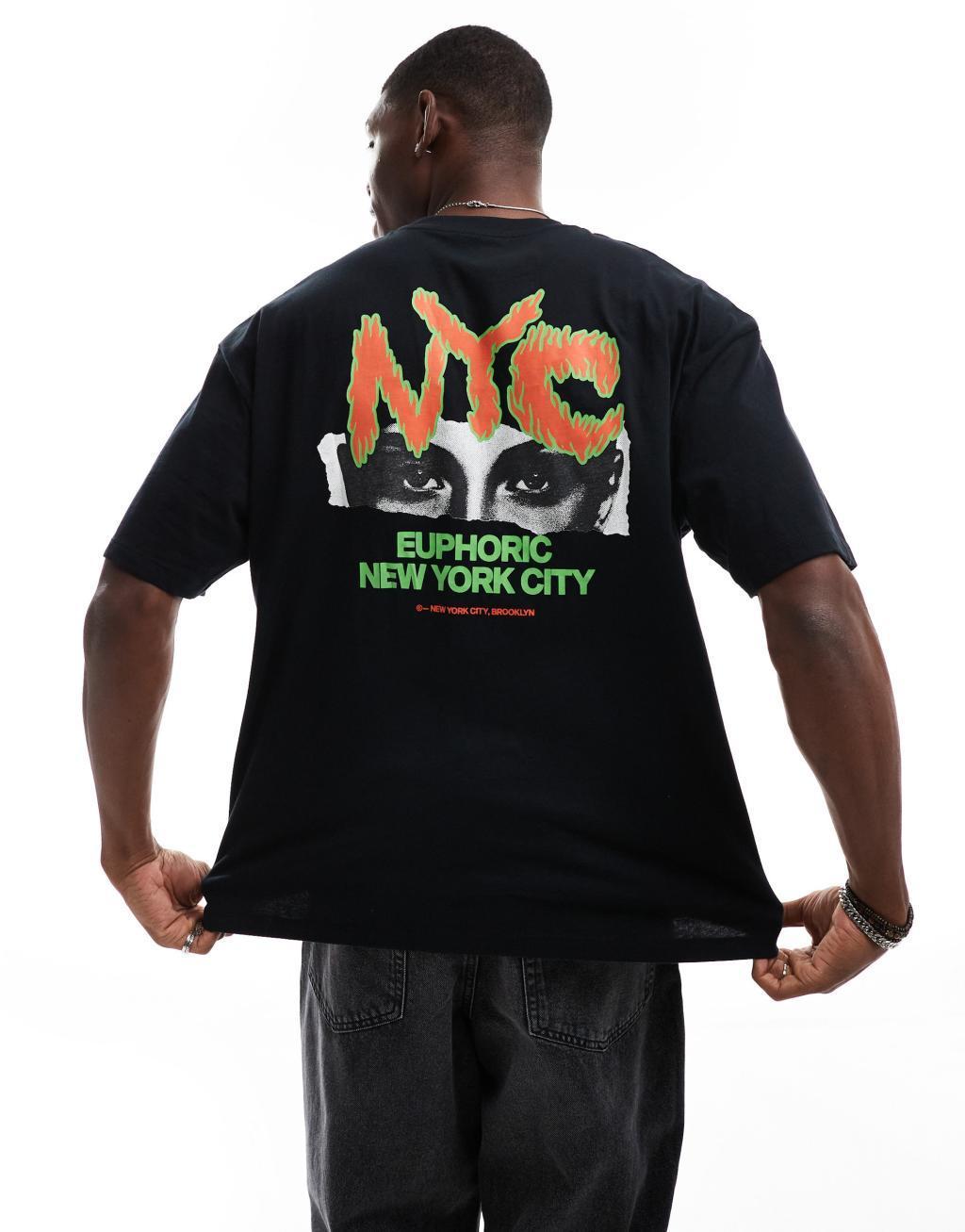 ASOS DESIGN oversized T-shirt in black with NYC back print Product Image