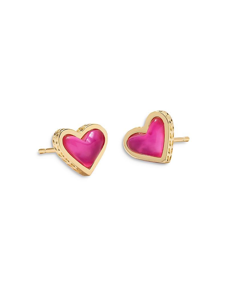 Kendra Scott Framed Ari Heart Gold Drusy Stud Earrings Product Image