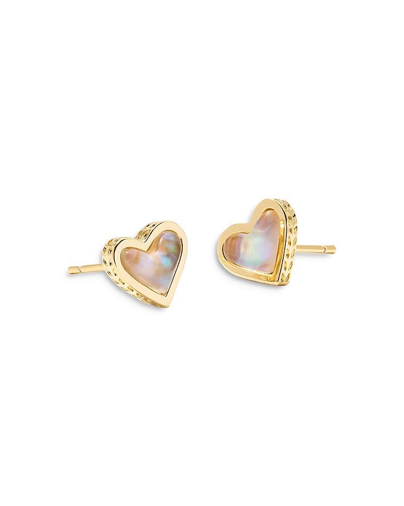 Kendra Scott Framed Ari Heart Gold Drusy Stud Earrings Product Image