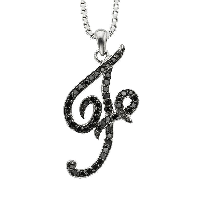 Jewelexcess Sterling Silver 1/4-ct. T.W. Black Diamond Initial Pendant, Womens Product Image