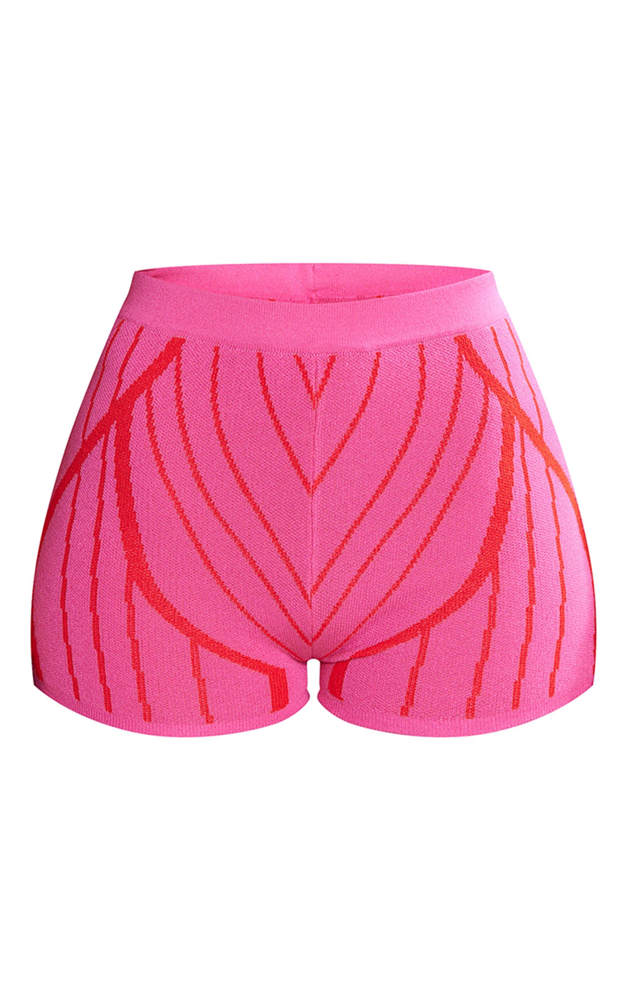 Shape Hot Pink Knit Body Printed Racer Crop Top Product Image