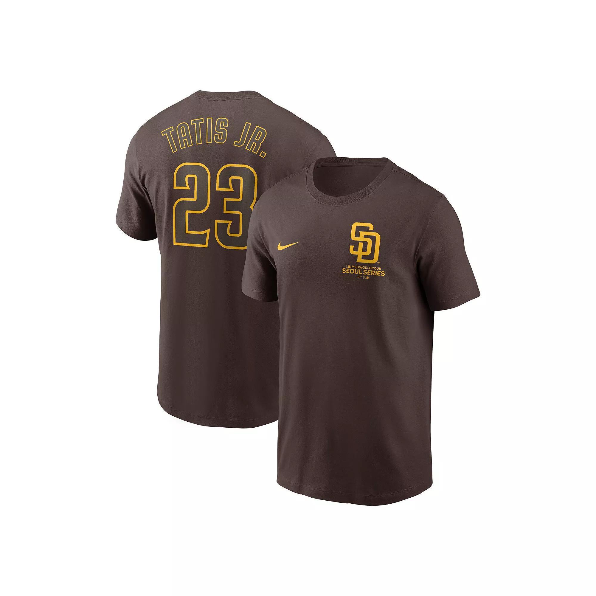 Men's Nike Fernando Tatis Jr. Brown San Diego Padres 2024 MLB World Tour Seoul Series Name & Number T-Shirt,  Product Image