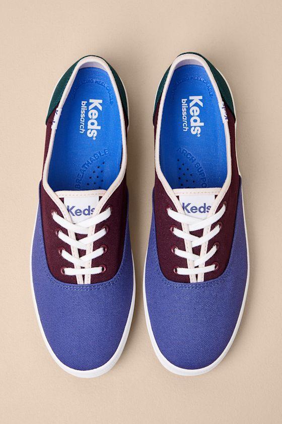 Champion Navy and Burgundy Color Block Sneakers Product Image