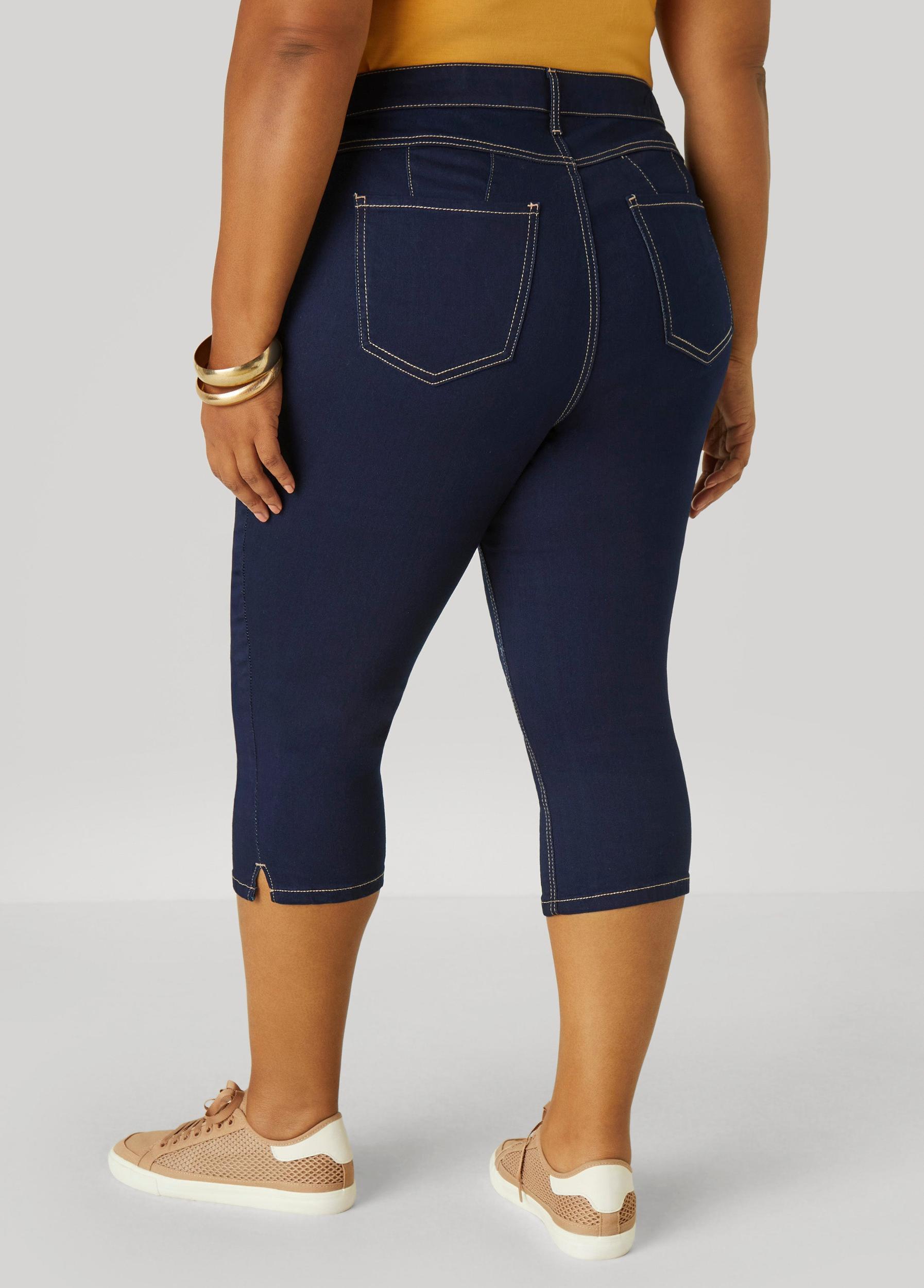 Side Split Denim Capris Product Image