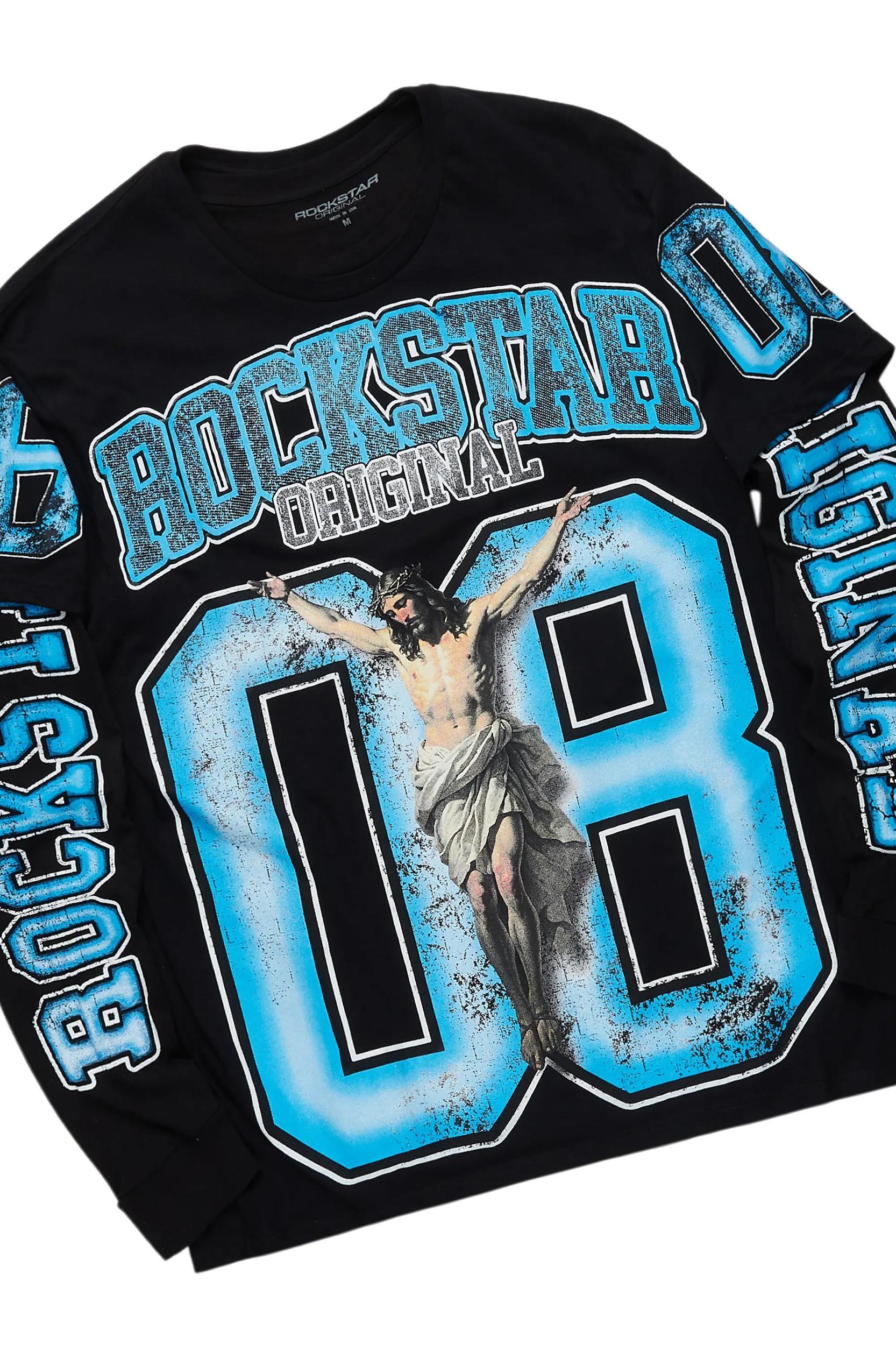 Fields Black/Royal Double Layer T-Shirt/Baggy Pant Set Male Product Image