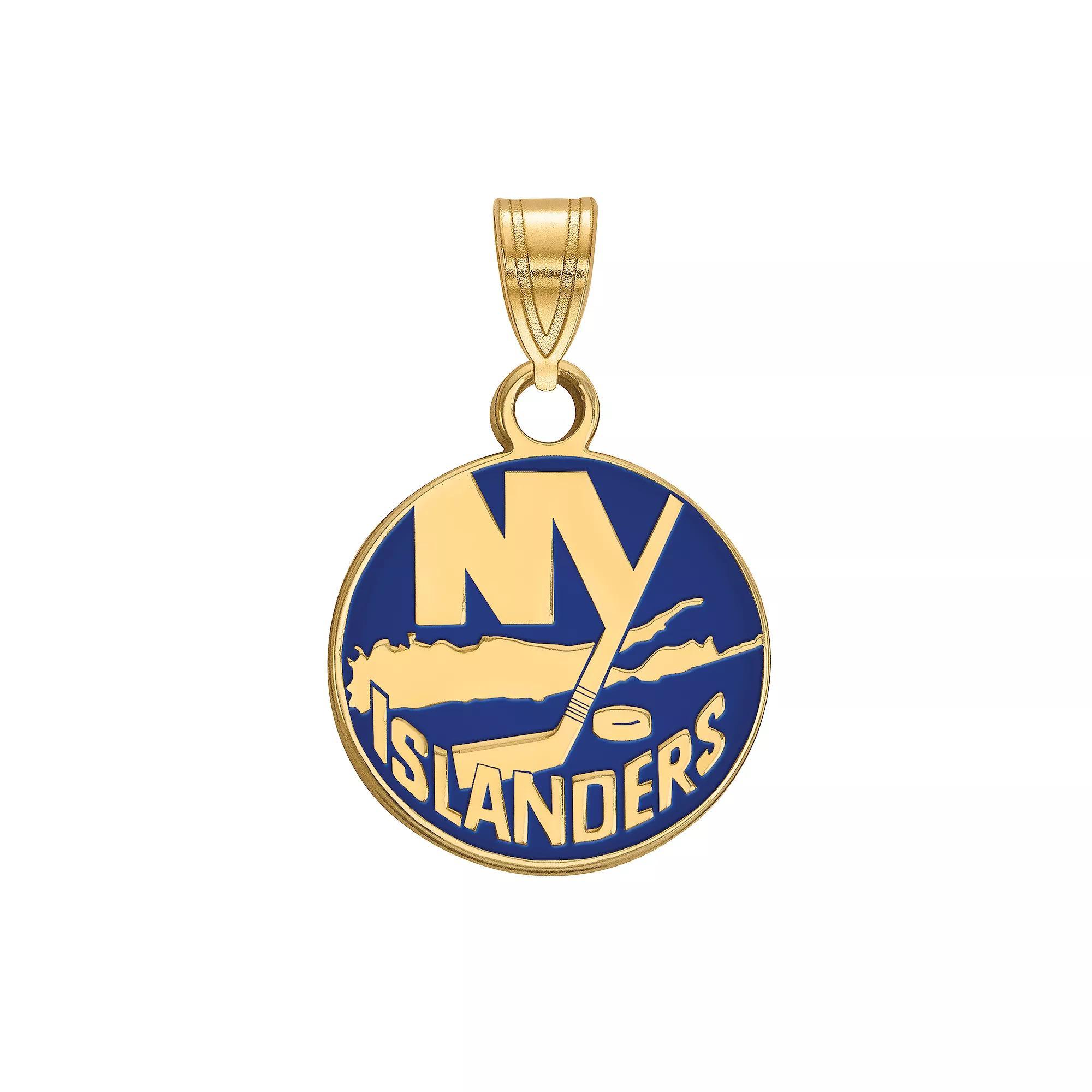 LogoArt New York Islanders Sterling Silver Small Enamel Logo Pendant, Women's, Size: 12MM, Gold Tone Product Image