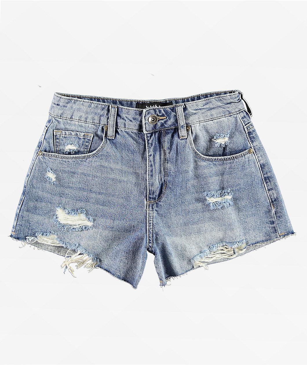 Empyre Weekend Festival Light Wash Denim Cutoff Shorts Product Image