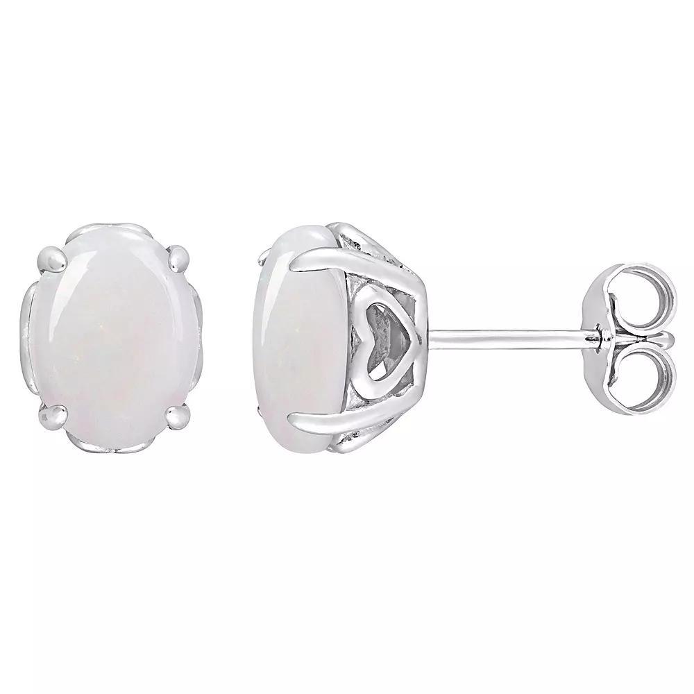 Stella Grace Sterling Silver & Gemstone Oval Stud Earrings, Women's, White Product Image