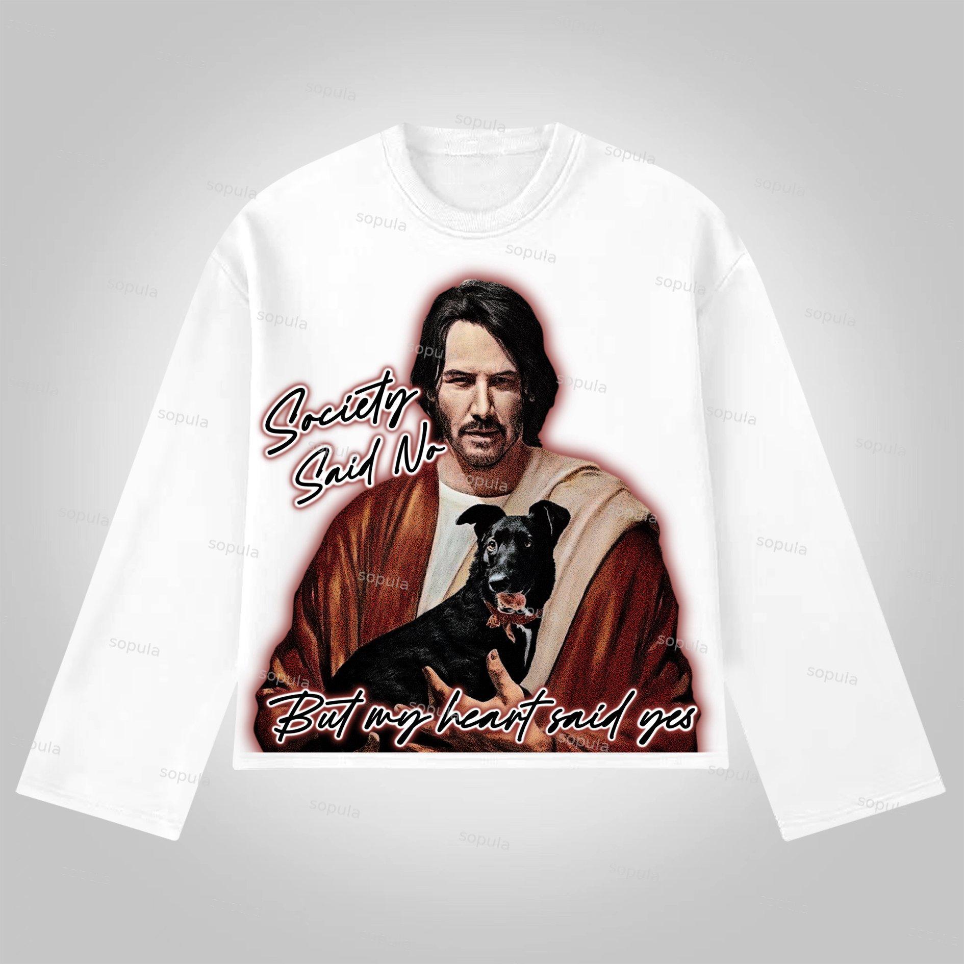 Sopula Meme-Inspired Character Graphics With Humorous Slogans Cotton Long Sleeve T-Shirt Product Image