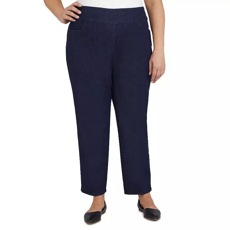 Plus Size Alfred Dunner Classics Pull-On Straight-Leg Denim Pants, Women's, Size: 22 W, Dark Blue Product Image