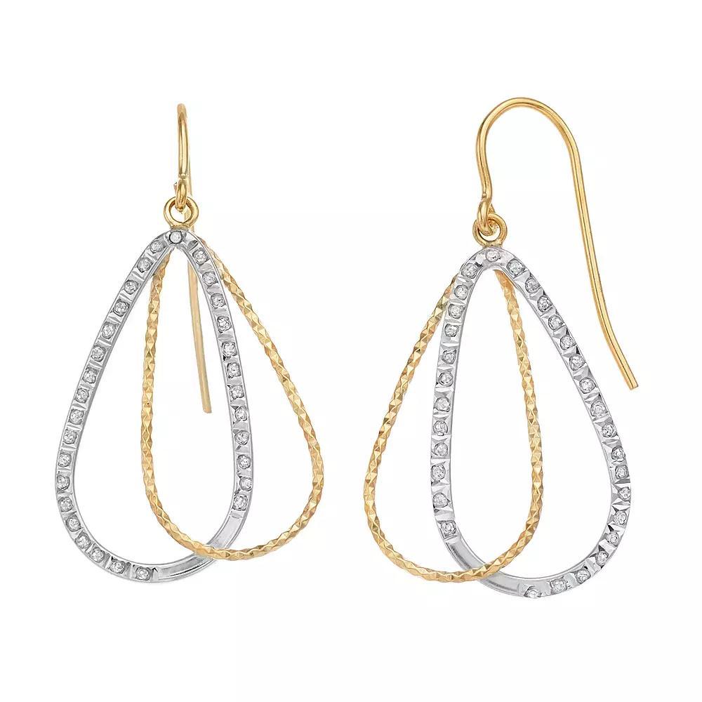 Diamond Mystique 18k Gold Over Sterling Silver Diamond Accent Pear-Shaped Hoop Earrings, Women's, Gold Tone Product Image