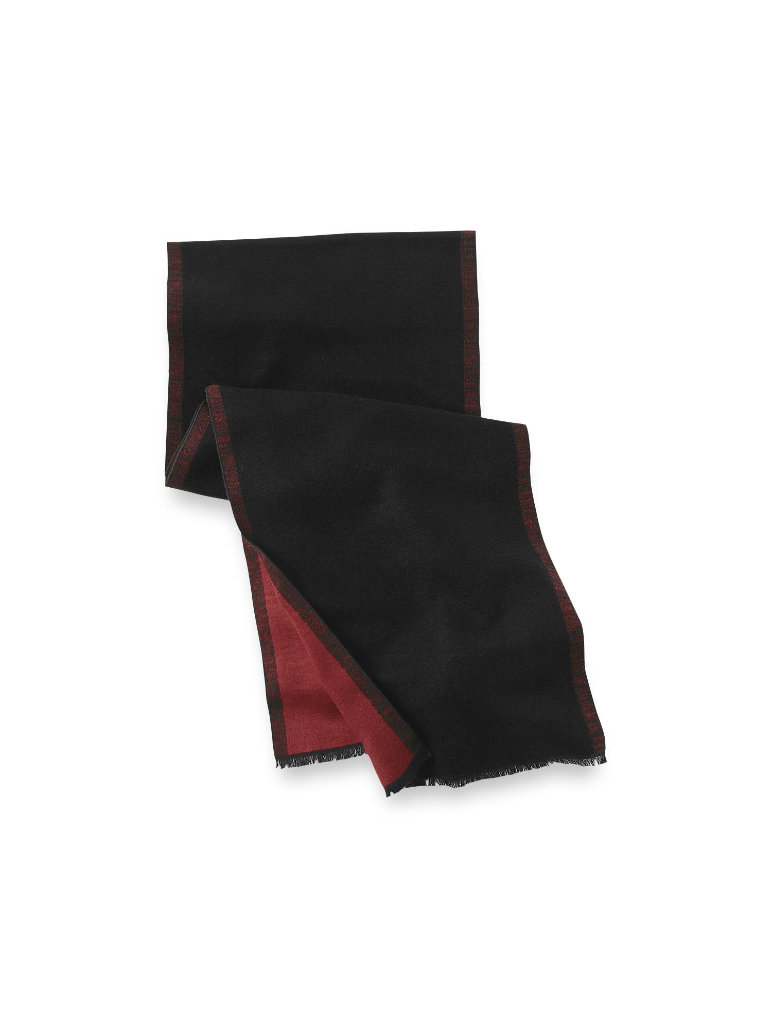 Solid Reversible Brushed Silk Scarf - Black/red Product Image