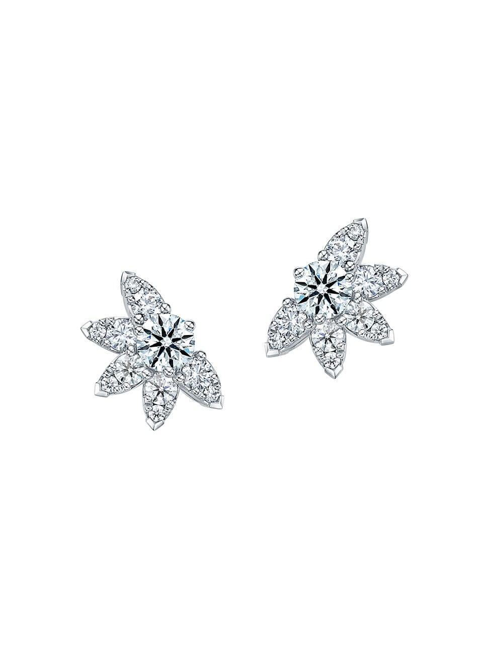 Womens Aerial 18K White Gold & 1.26 TCW Diamond Small Sun Stud Earrings Product Image