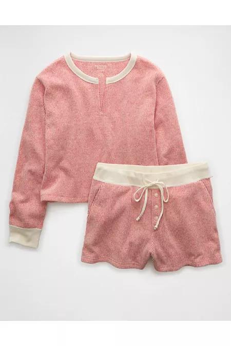 AE Waffle Plush PJ Set Womens Product Image