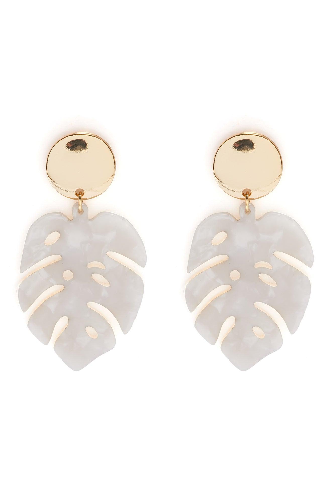 Turn A New Leaf Earrings - White Product Image