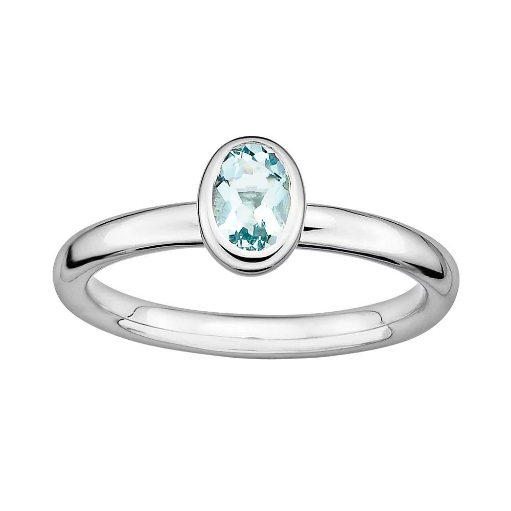Stacks & Stones Sterling Silver Aquamarine Stack Ring, Women's, Size: 9, Blue Product Image