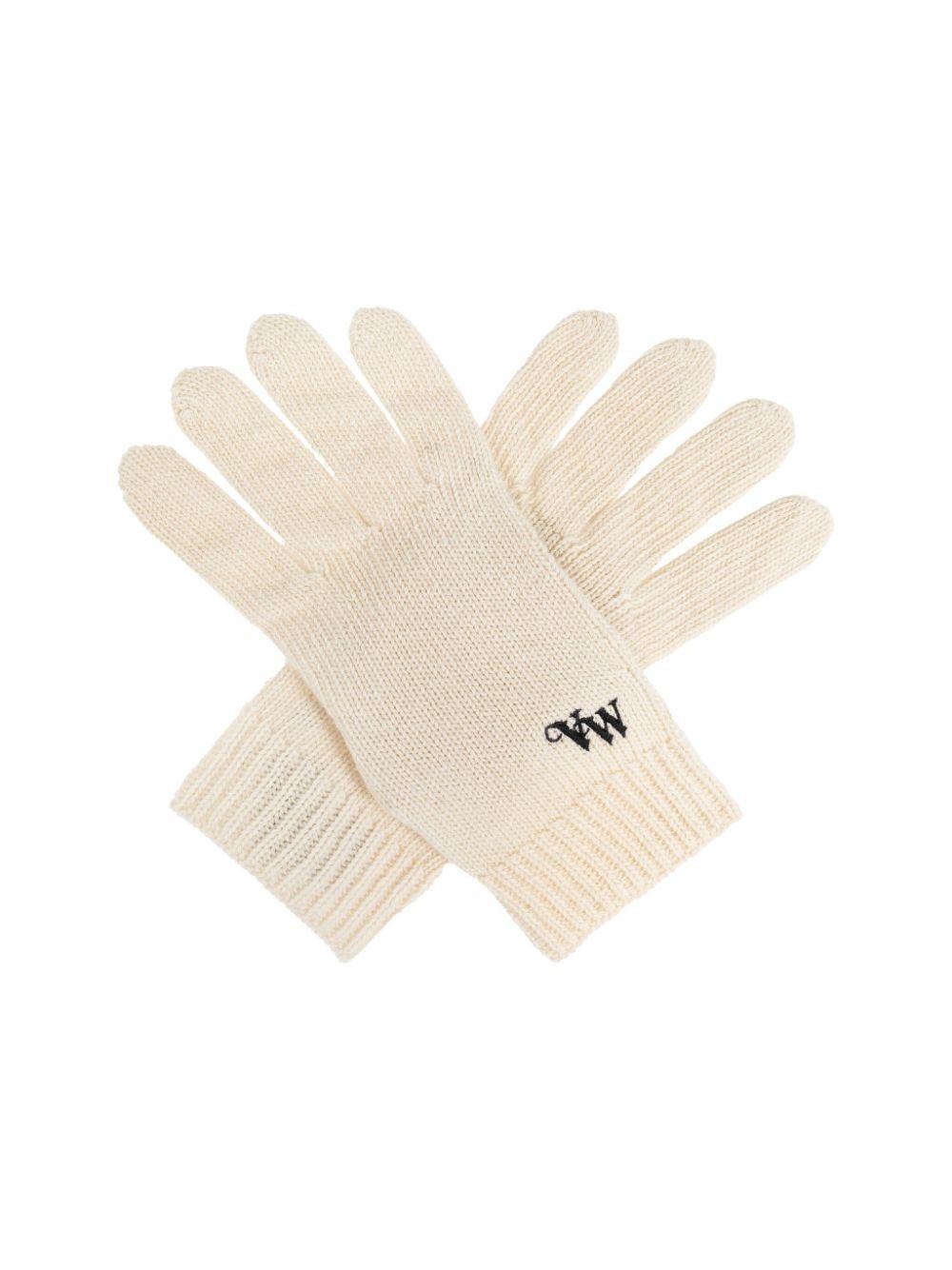 VIVIENNE WESTWOOD Logo-embroidered Cashmere Gloves In Nude Product Image