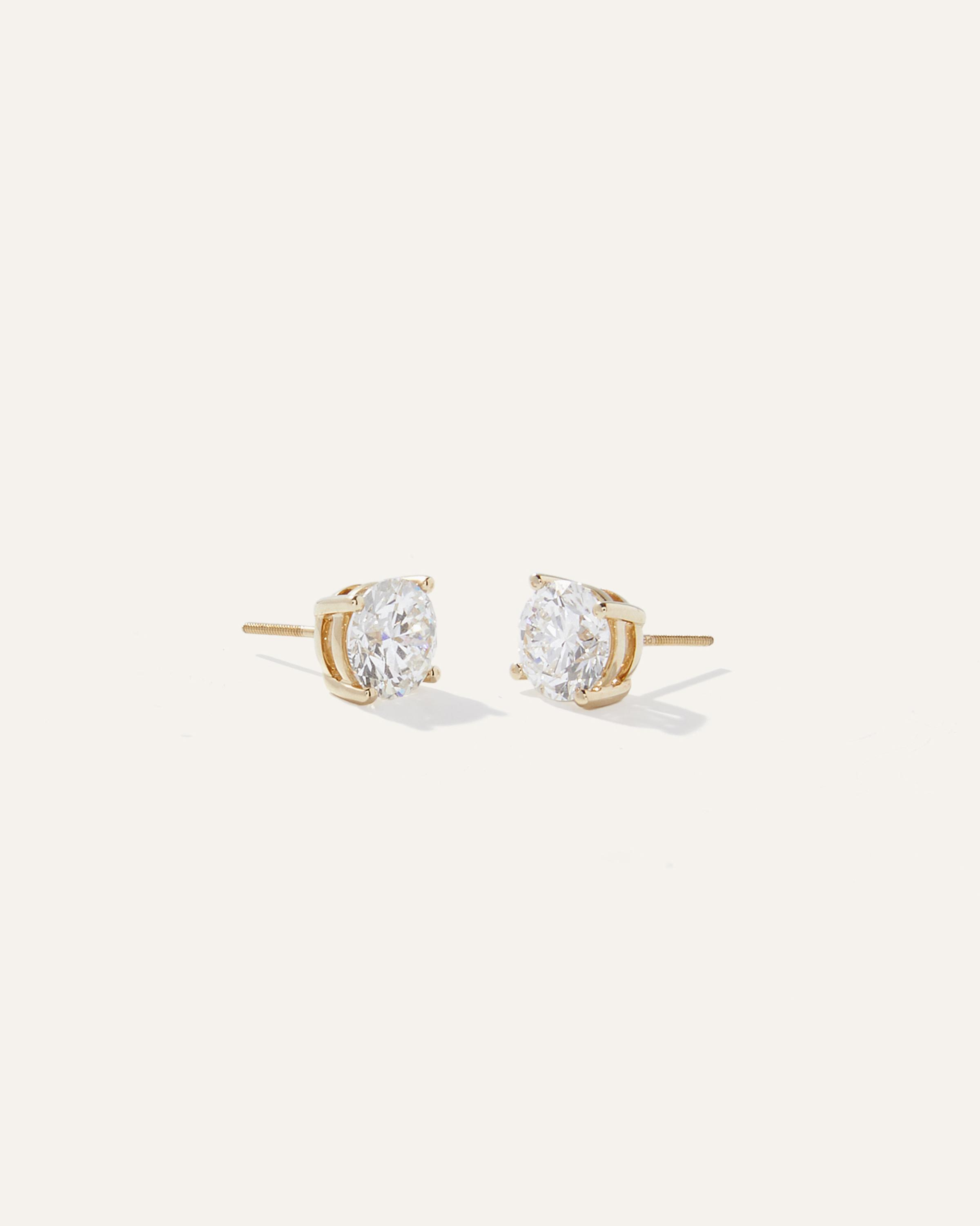 14K Gold Lab Grown Diamond Solitaire Studs Product Image