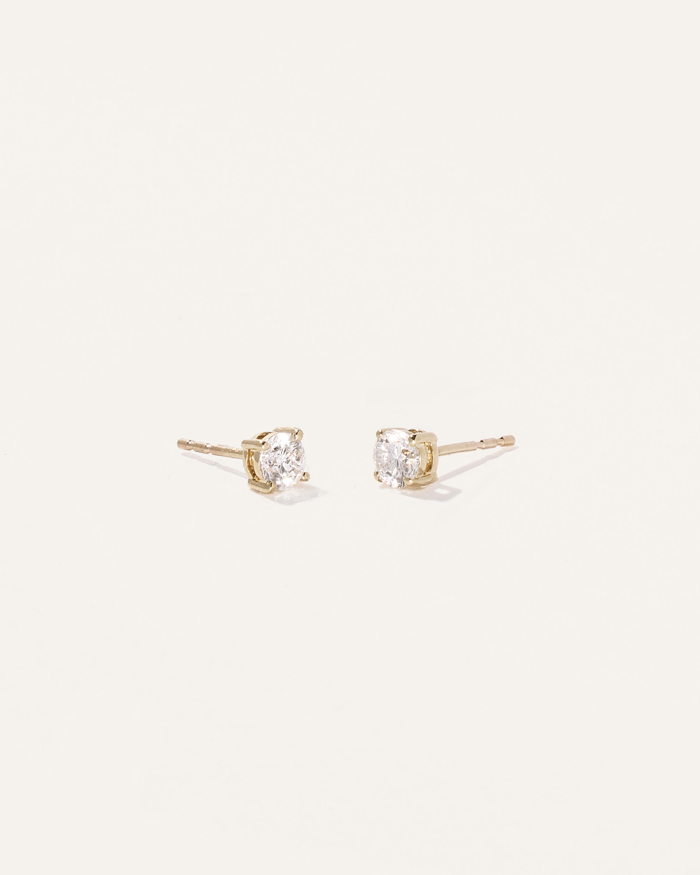 14k Gold Natural Diamond Solitaire Studs Product Image