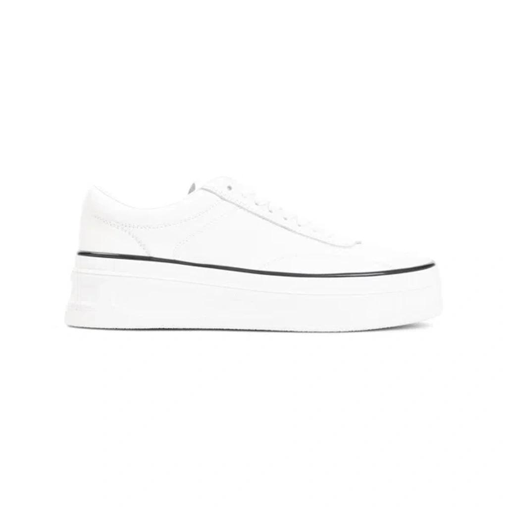 JIL SANDER Lace-up Leather Platform Sneakers In  Porcelain Product Image