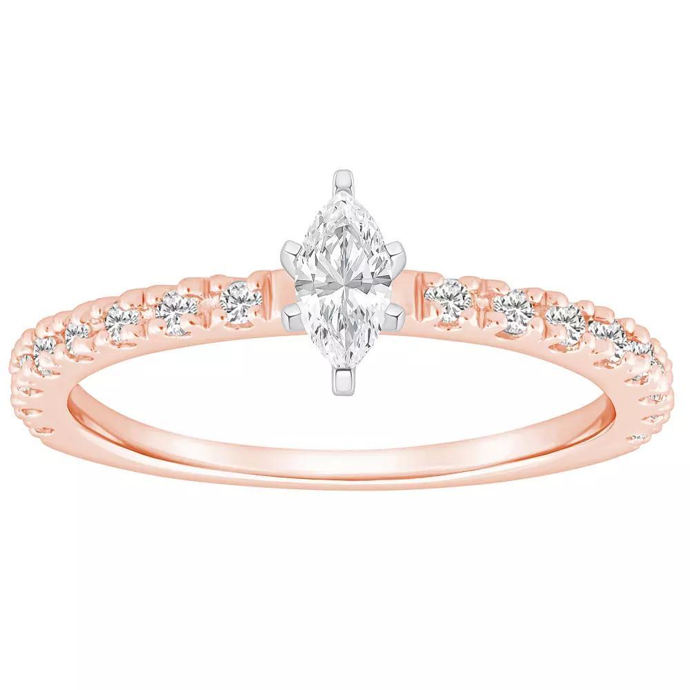 Alyson Layne 14k Gold 1/2 Carat T.W. Diamond Marquise-Cut Embellished Band Engagement Ring, Women's, Size: 10, 14k Two Tone Rose Gold Product Image