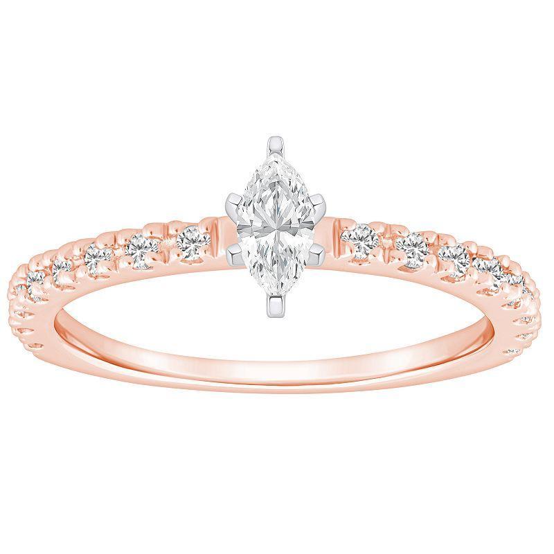 Alyson Layne 14k Gold 1/2 Carat T.W. Diamond Marquise-Cut Embellished Band Engagement Ring, Women's, Size: 10, 14k Two Tone Rose Gold Product Image