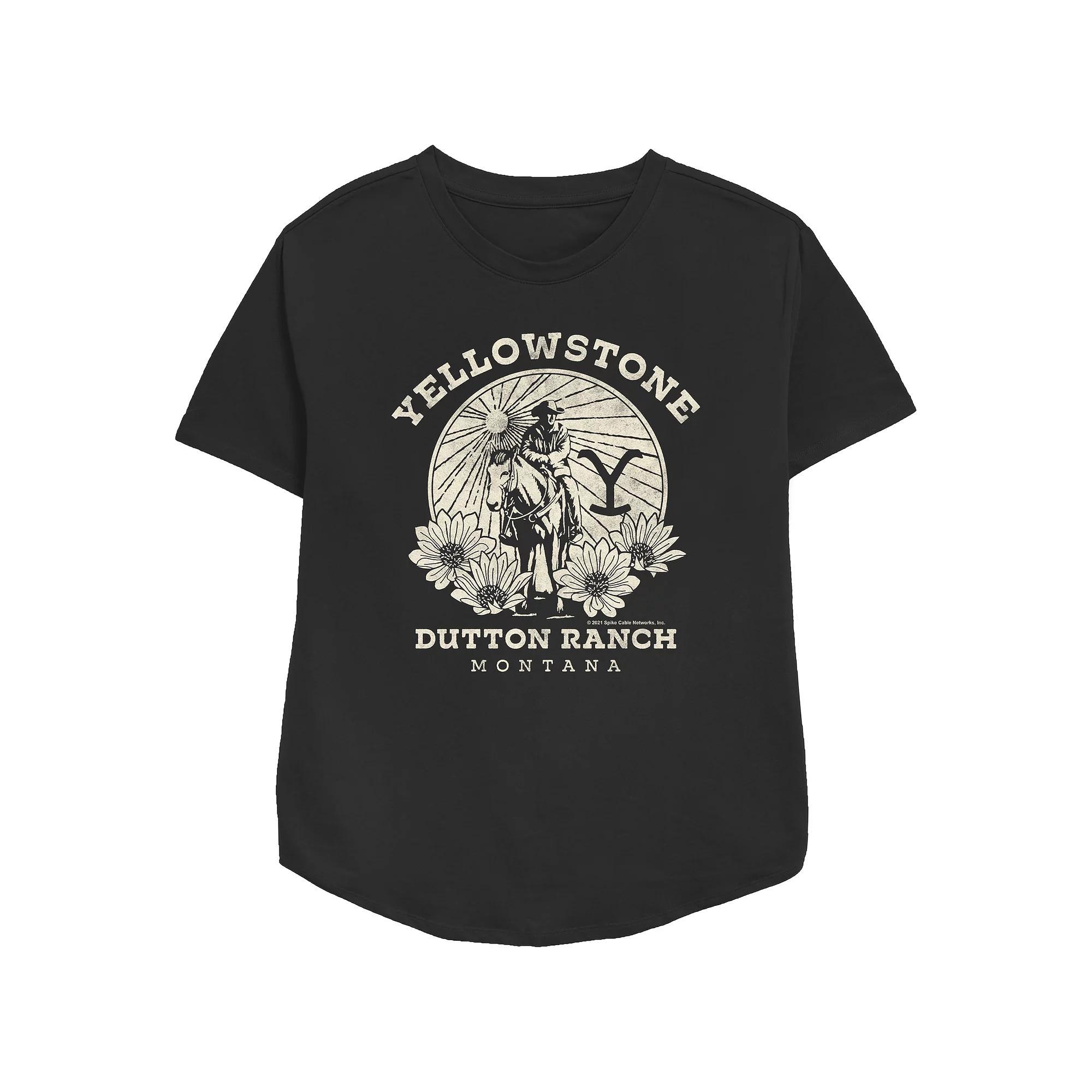 Women's Yellowstone Dutton Ranch Montana Flowers Relaxed Fit Graphic Tee, Girl's,  Product Image