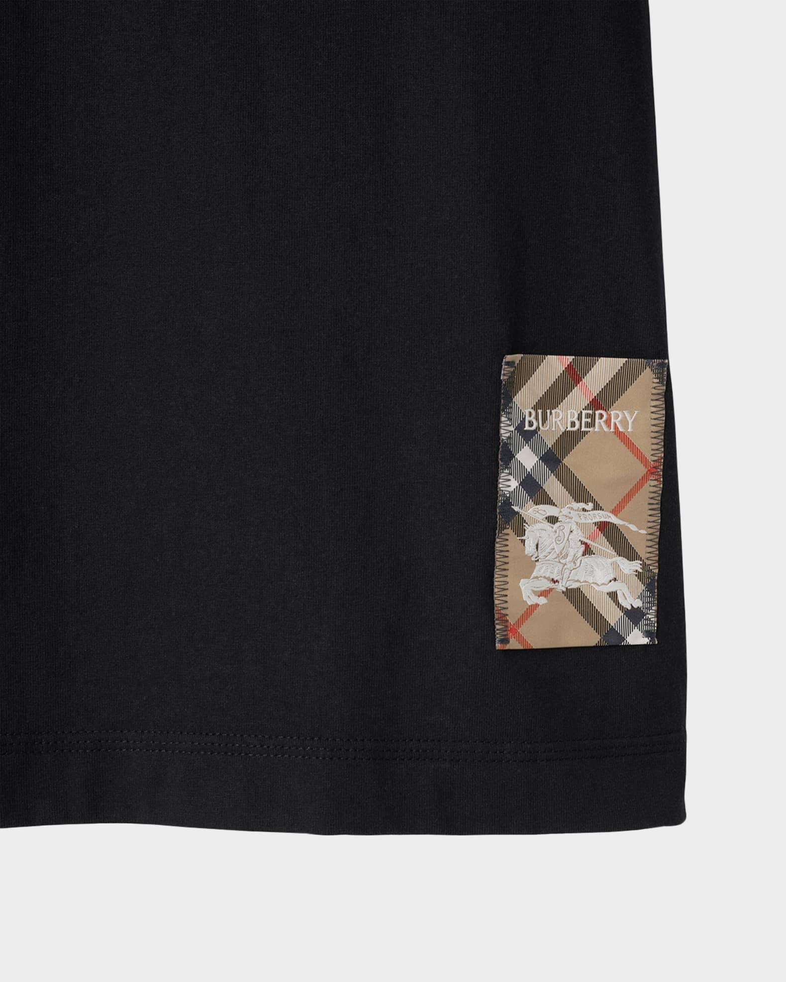 Mens Check Label Cotton Crewneck T-Shirt Product Image