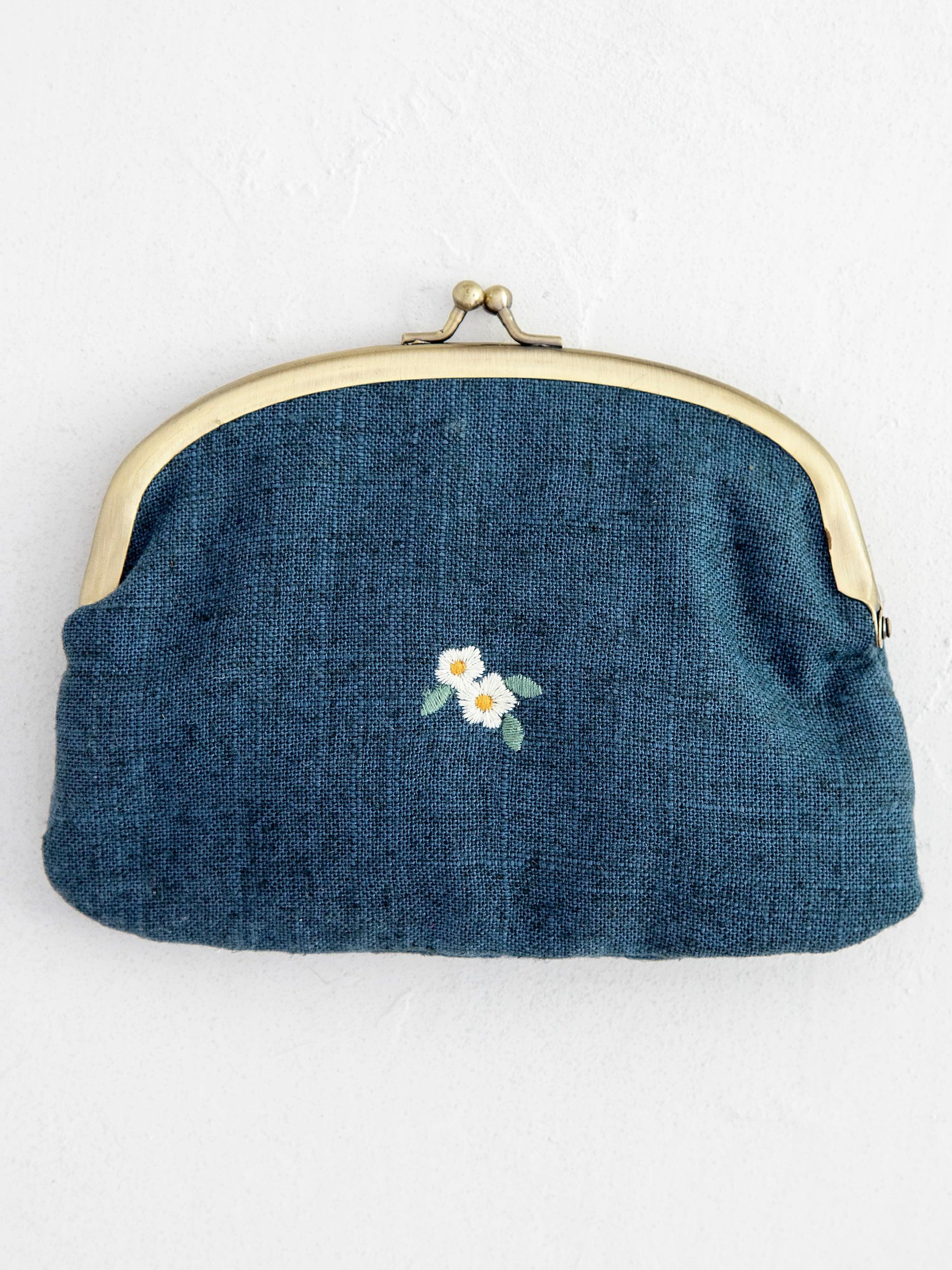 Embroidered Coin Purse - Washed Navy Product Image