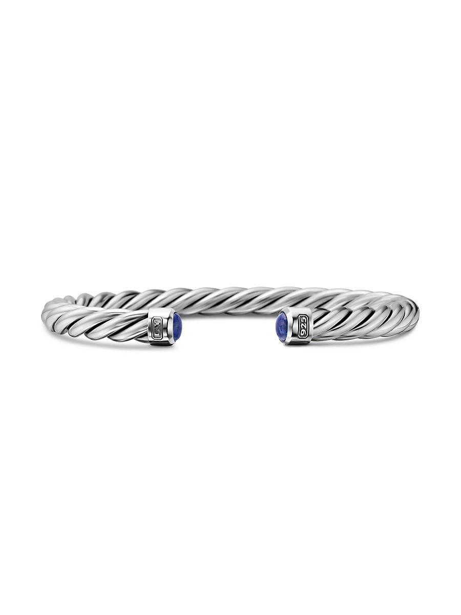 6mm Mens Cable Cuff Bracelet in Silver Product Image