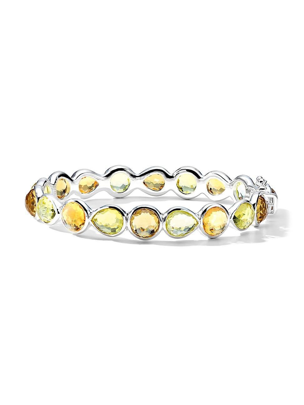 Womens Rock Candy Sterling Silver & Mixed-Stone All-Around Hinged Bangle Product Image