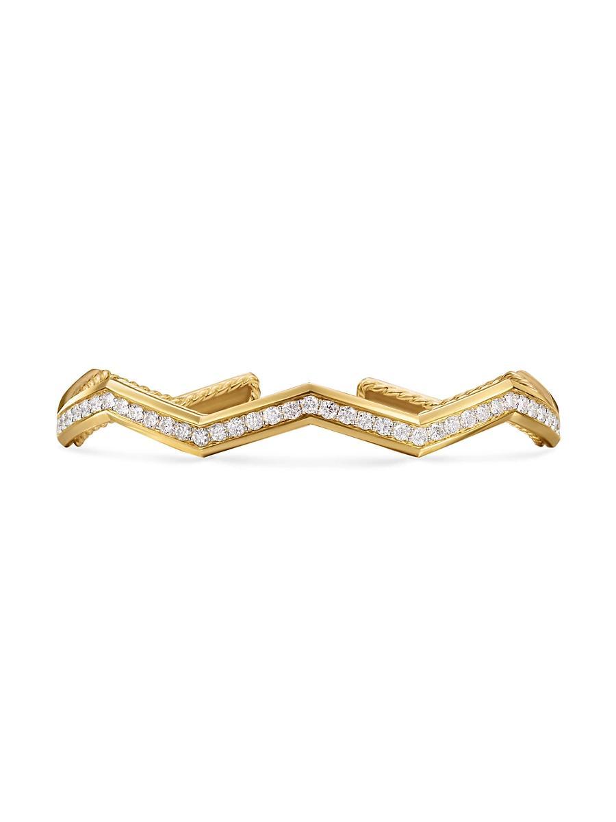 Womens Zig Zag Stax Cuff Bracelet in 18K Yellow Gold Product Image