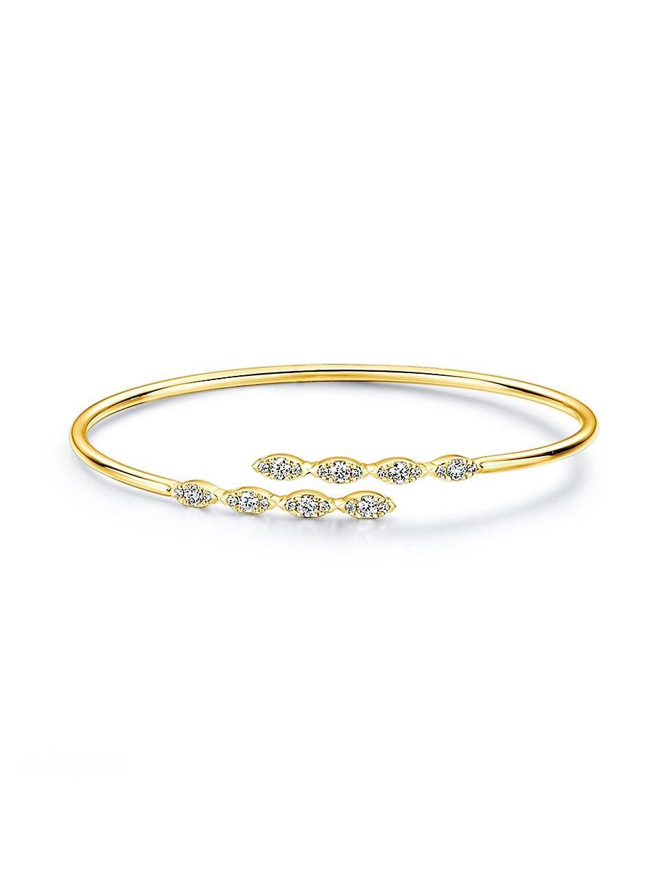 Womens Aerial 18K Yellow Gold & 0.53 TCW Diamond Marquis Bypass Bangle Product Image