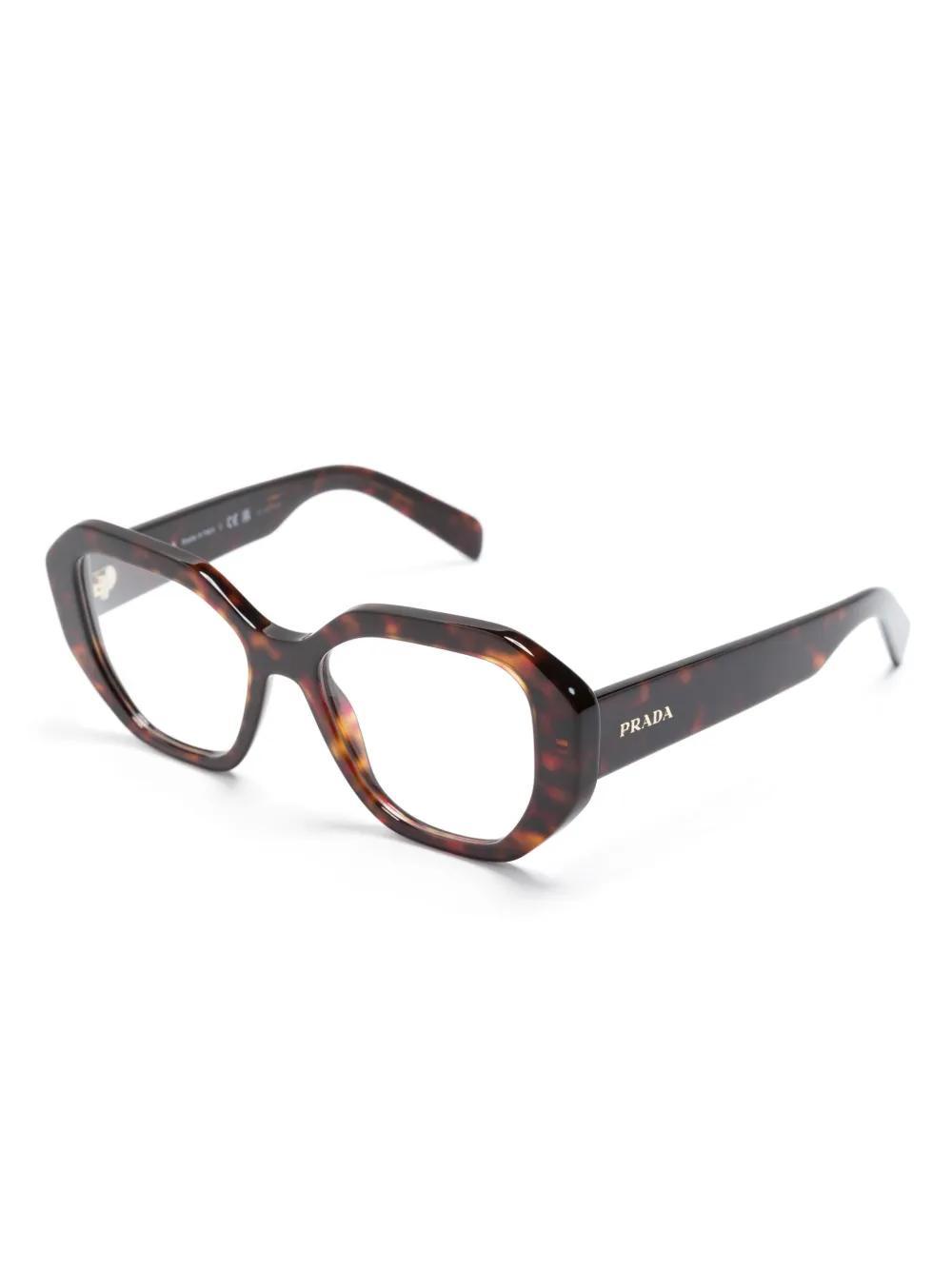 PRADA Tortoiseshell Geometric-frame Glasses In Brown Product Image