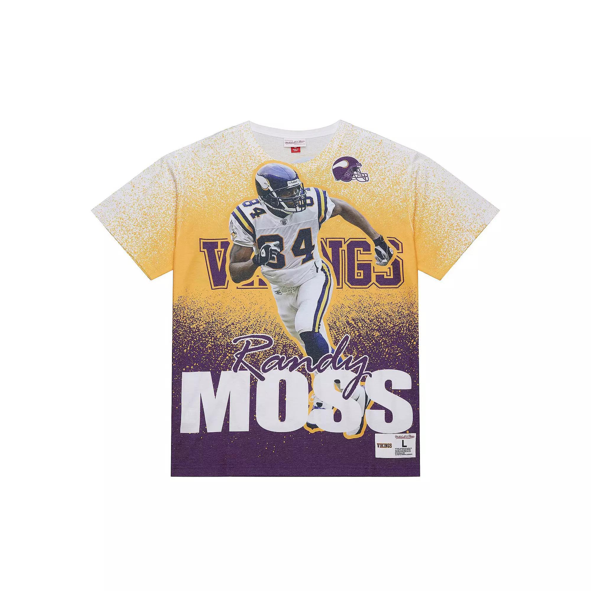 Men's Mitchell & Ness Randy Moss Gray Minnesota Vikings Burst Retired Player T-Shirt,  Product Image