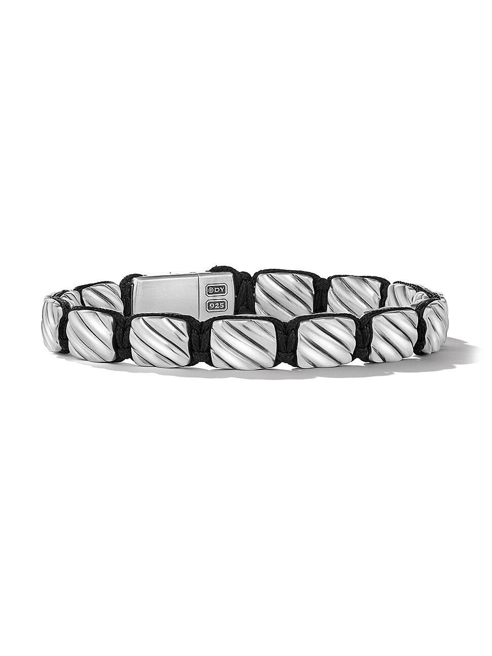 Mens Sculpted Cable Woven Tile Bracelet Product Image