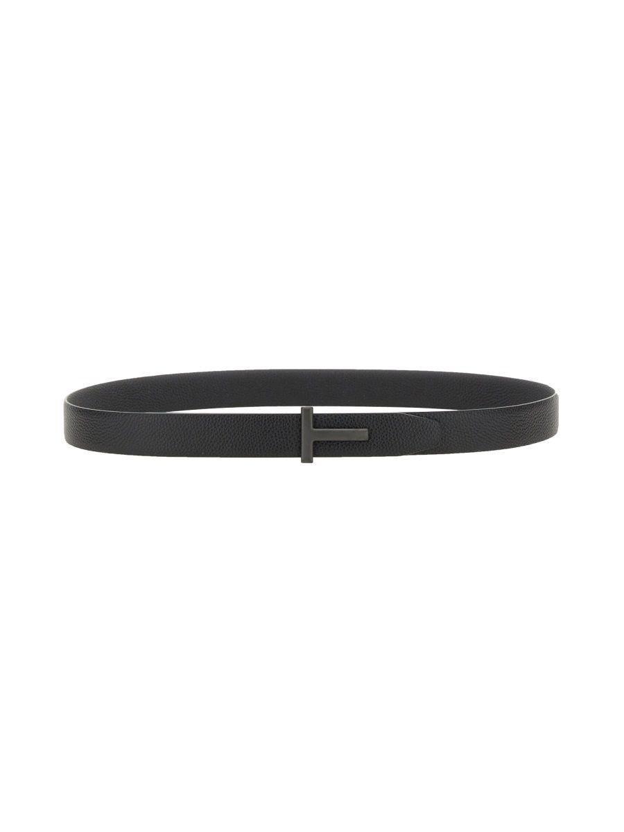 TOM FORD T Logo Buckle Belt In Black Product Image