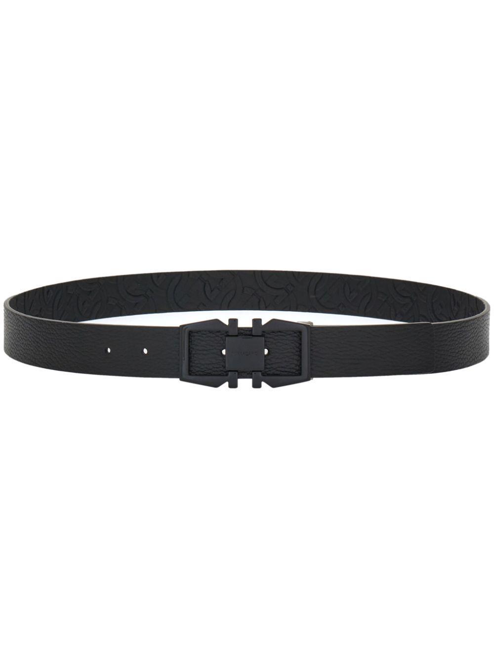 FERRAGAMO Reversible Gancini Leather Belt In Black Product Image