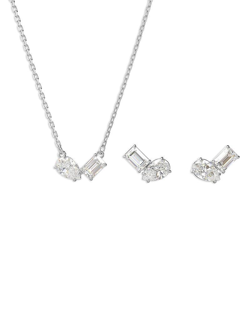 Swarovski Mesmera Mixed Cut Pendant Necklace & Stud Earrings Set in Rhodium Plated Product Image