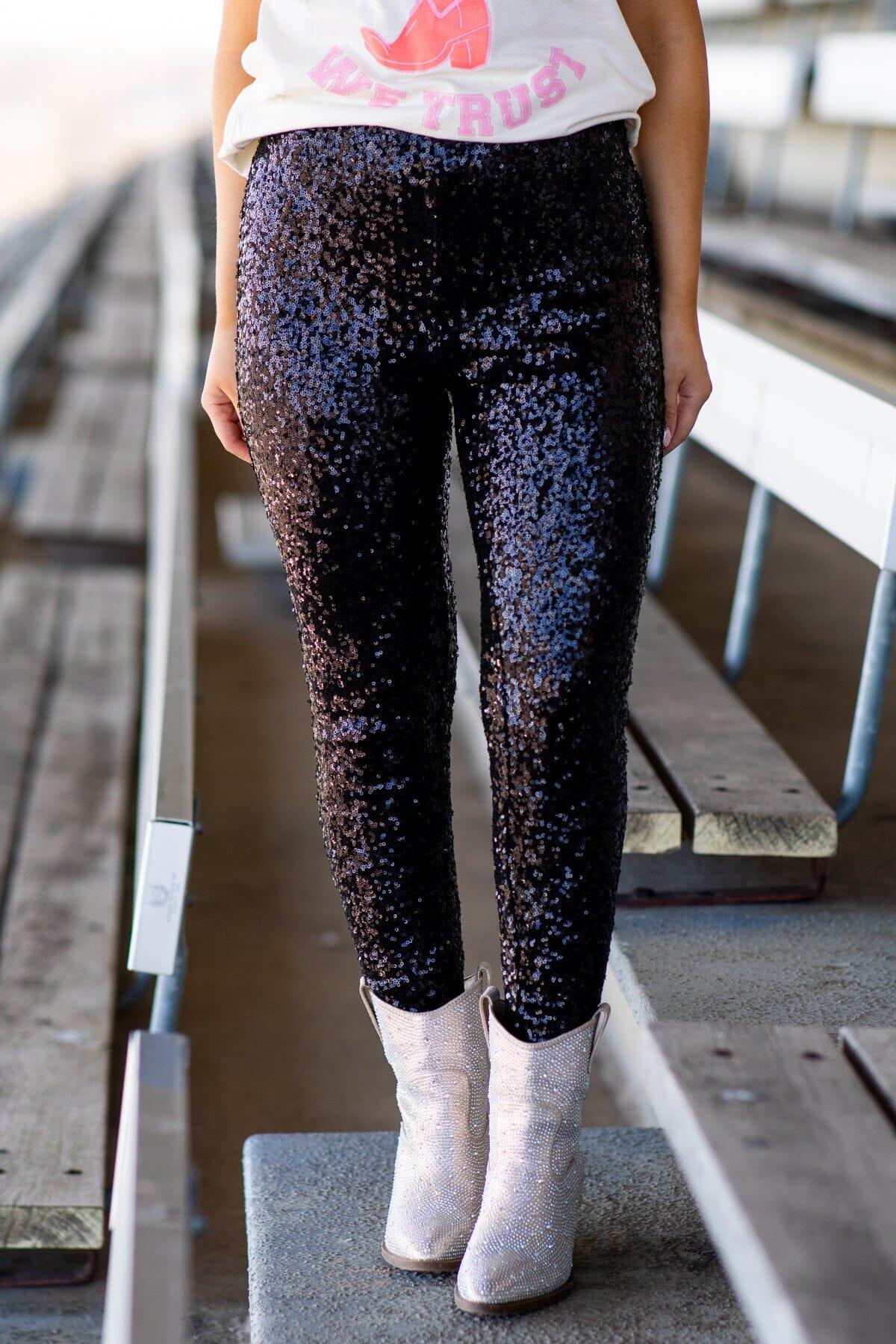 Black Sequin Leggings Product Image