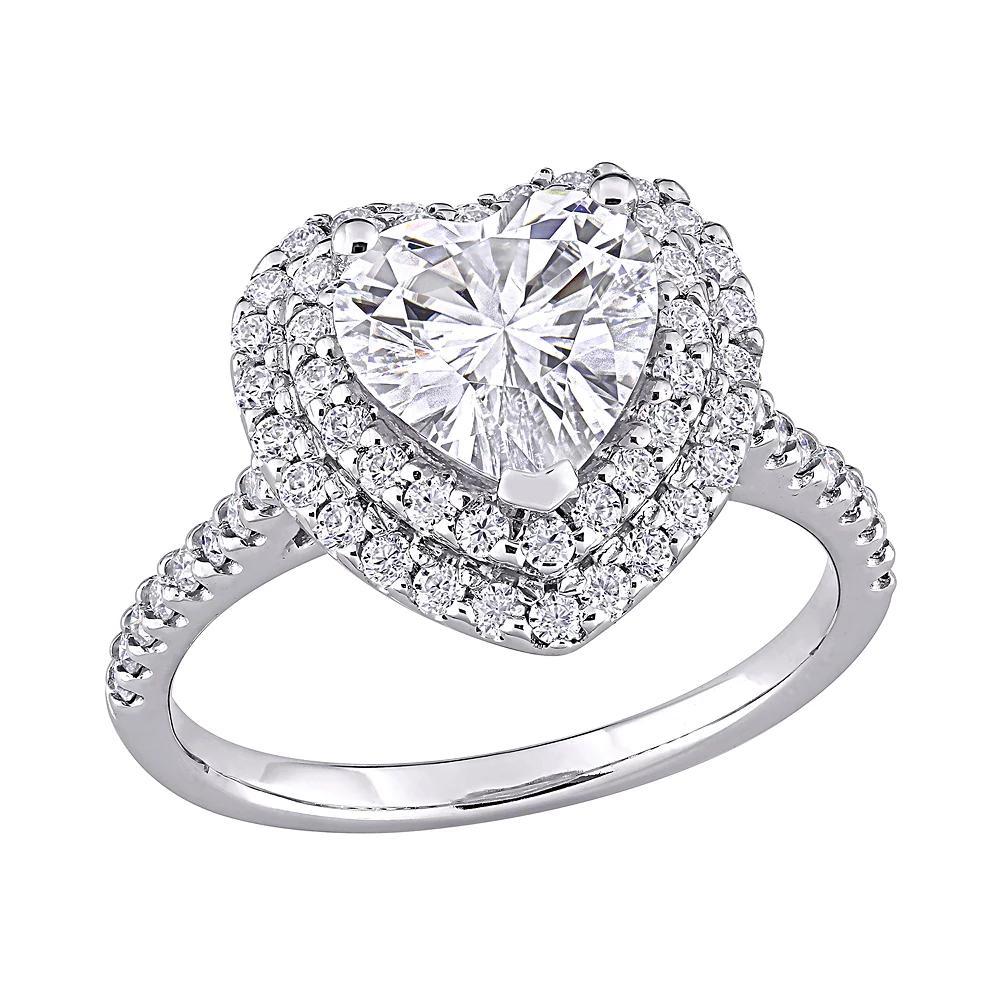 Stella Grace 10k White Gold 2 5/8 Carat T.W. Lab-Created Moissanite Heart Engagement Ring, Women's, 10k Whgold Product Image