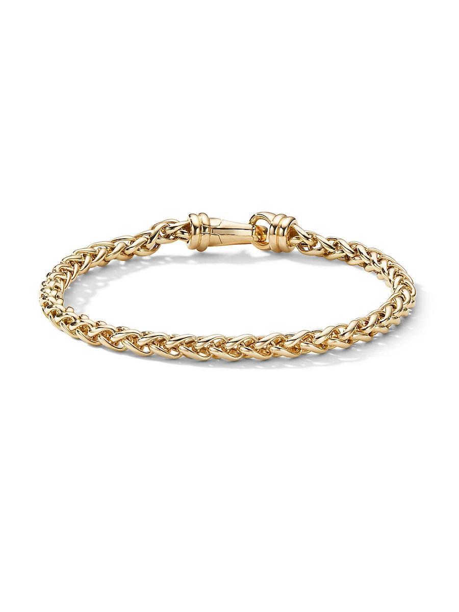 Mens Wheat Chain Bracelet in 18K Yellow Gold Product Image