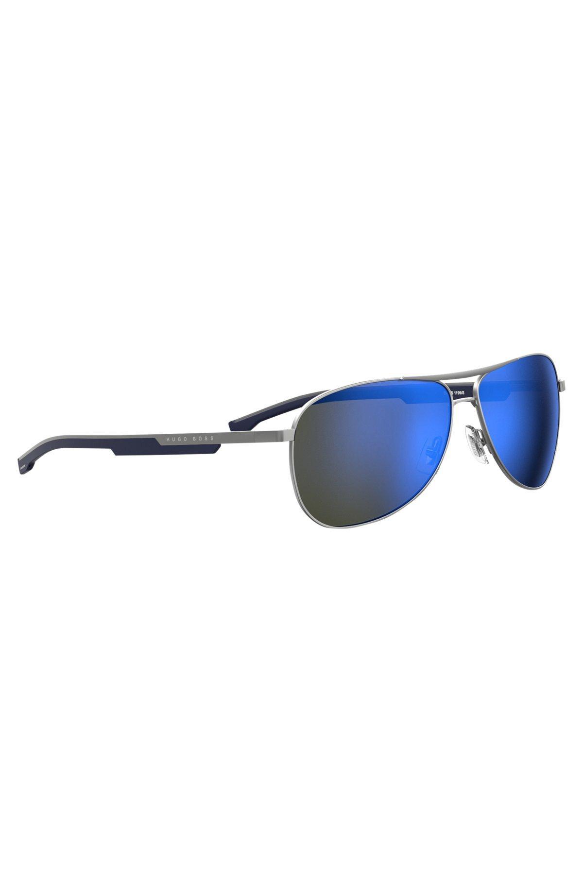 BOSS - Sporty metal sunglasses with blue accents Product Image