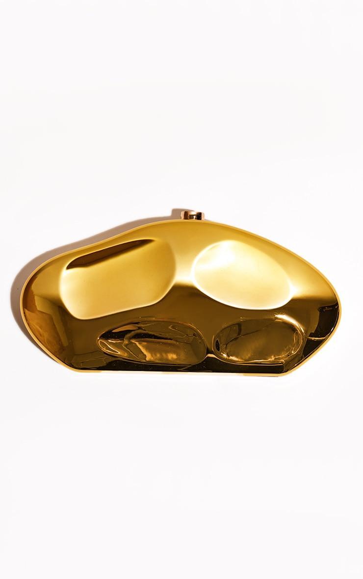 Gold Abstract Oval Hard Clutch Bag Product Image