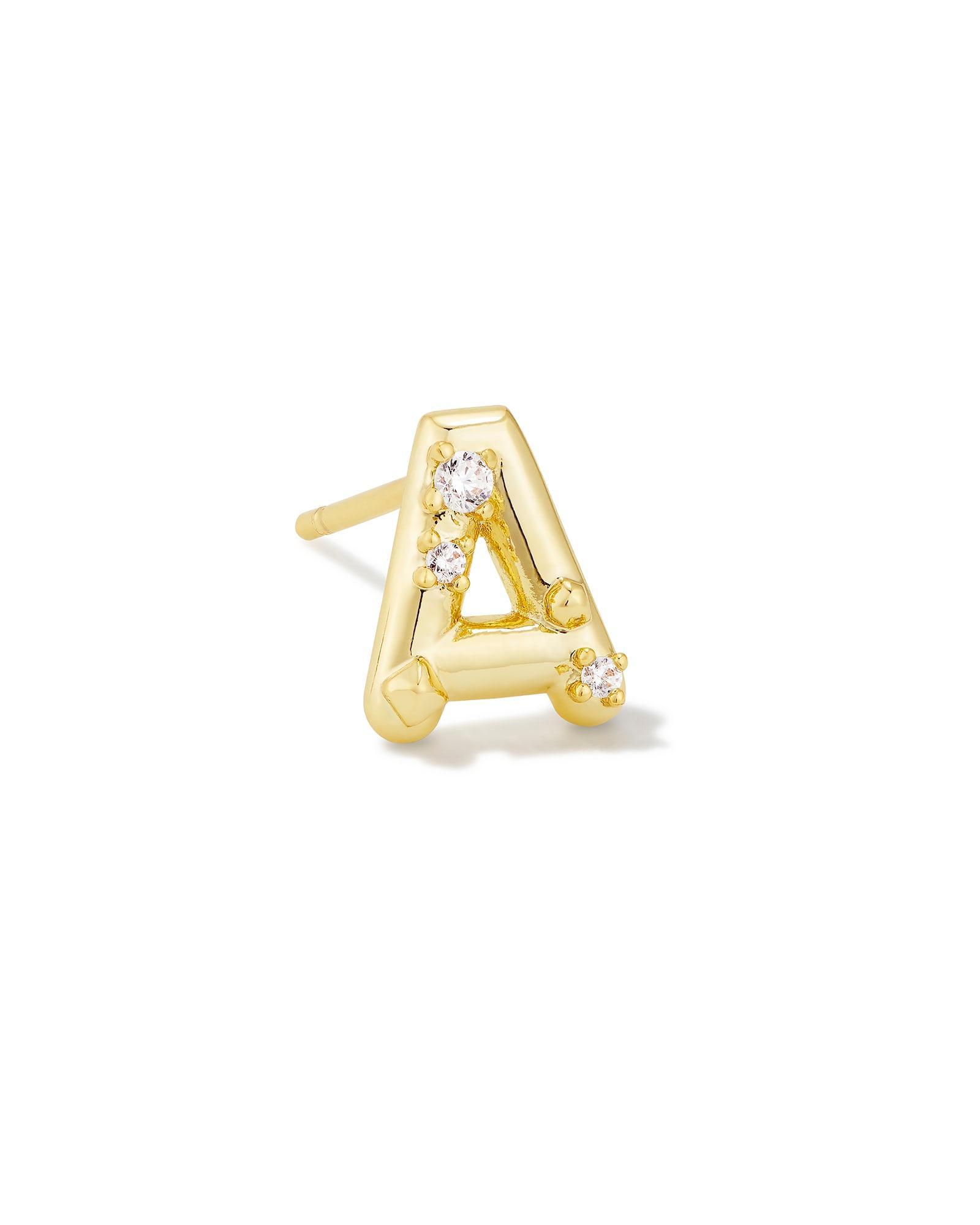 Austin Gold Single Stud Earring in White CZ Product Image