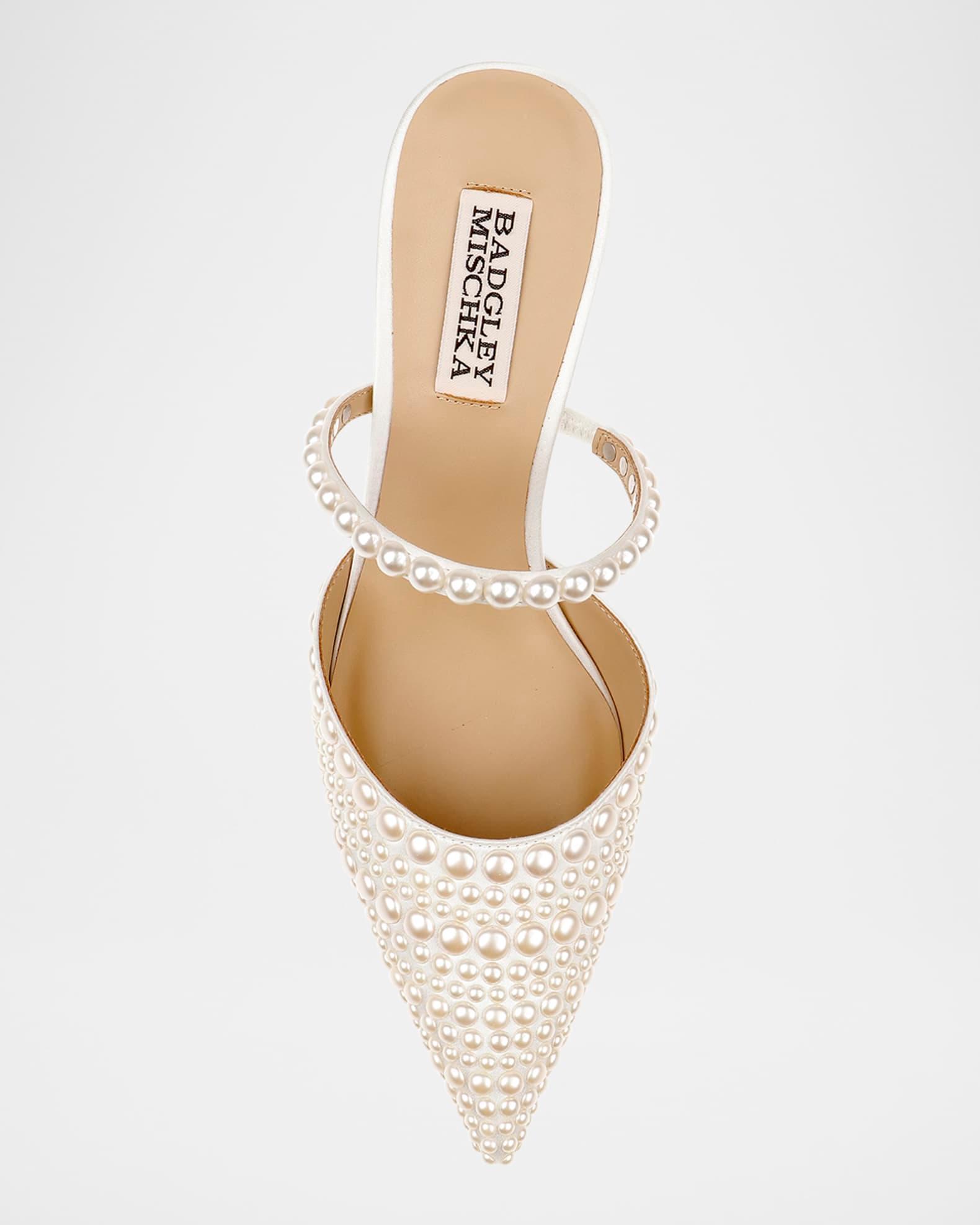 Duchess Pointed Pearly Mule Pumps Product Image